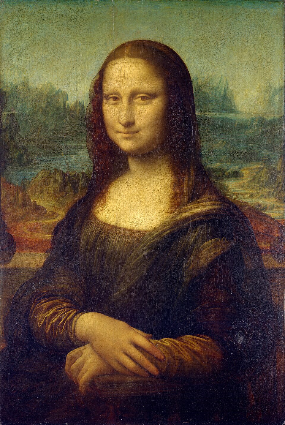 Mona Lisa (La Gioconda), Leonardo da Vinci, 1503–1506, Öl auf Pappelholz, 77 × 53 cm, Musée du Louvre, Paris