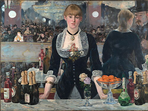 Édouard Manet – Bar in den Folies-Bergère, 1882 Édouard Manets Gemälde „Bar in den Folies-Bergère“ zeigt eine Bardame vor einem großen Spiegel, der das dicht gedrängte Publikum eines Pariser Varietés reflektiert.