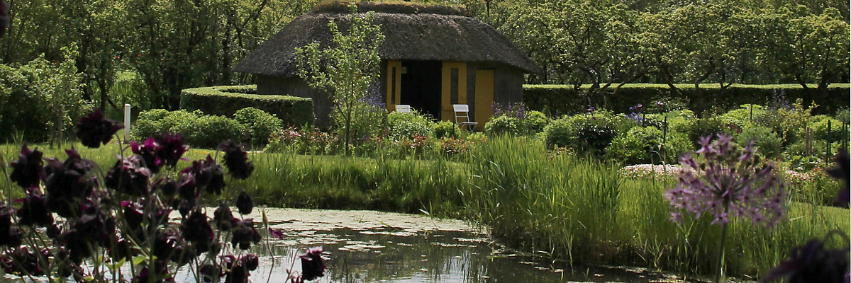 Fotografie: Blick in den Garten mit dem "Seebüllchen" am Noldehaus in Seebüll