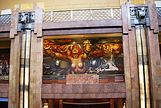 Wandgemälde "La Nueva Democracia" von David Alfaro Siqueiros