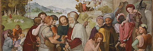 Friedrich Overbecks Fresko Joseph wird von seinen Brüdern verkauft aus dem Bilderzyklus der Casa Bartholdy in Rom.
