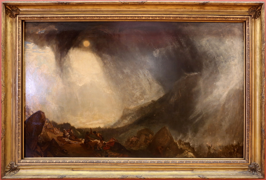 William Turners Gemälde mit Hannibals kaum erkennbarem Heer unter einem gewaltigen dunklen Schneesturm in den Alpen